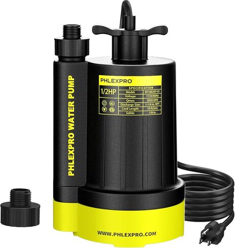 1/2HP Sump Pump Submersible, 2650 GPH High Flow Utility Water Pump, Efficiently Water Removal for Basement, Garden, Swimming Pool, Hot Tubs, Flooded House (RyobiGreen) in Kuwait