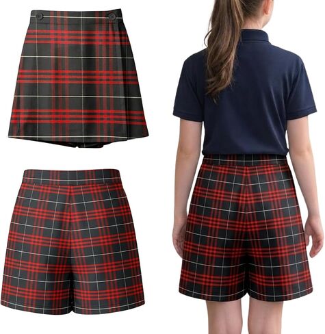 ClassExceed Girls Plaid School Uniform Skort, Built-in Shorts, Adjustable Waistband, Durable Fabric, Sizes 3–20 & Plus in Saudi Arabia