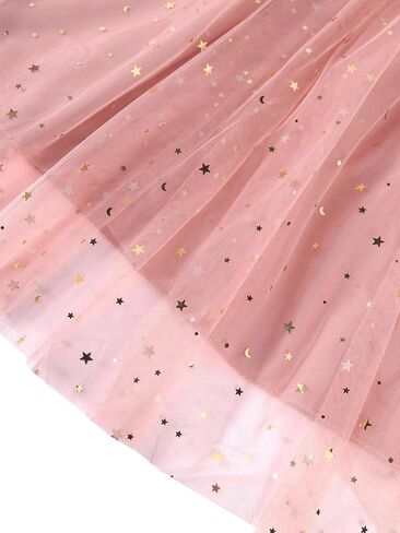 Girls Sparkle Tulle Skirt, Star Print Maxi A-Line Mesh Tutu for Birthday Party, Dance & Special Occasion, Ages 7-14 in Saudi Arabia