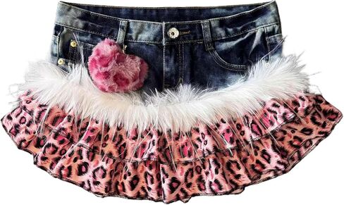 Gyaru Mcbling Leopard Skirts Harajuku Alt Y2K Coquette Shoujo Girl Clothes 2000s for Ages 10-16 and Petite Women in Saudi Arabia