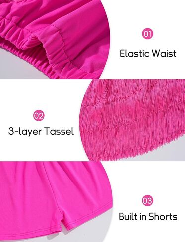 Happy Cherry Girls Latin Dance Skirt 3-Layer Stretch Waist Fringe Skirt for Kids Performance, Ballroom, Salsa, Jazz Dance in Kuwait