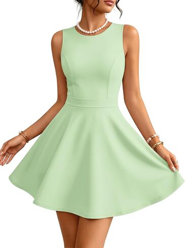 ZESICA Womens Summer Cocktail Party Mini Dress 2026 Elegant Crewneck A Line Fit and Flare Wedding Guest Date Night Dresses in Kuwait