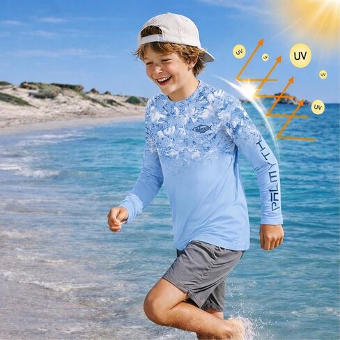 Palmyth Boys Fishing Shirt Long Sleeve UPF 50+ Sun Protection Quick-Dry Youth Tee in Kuwait
