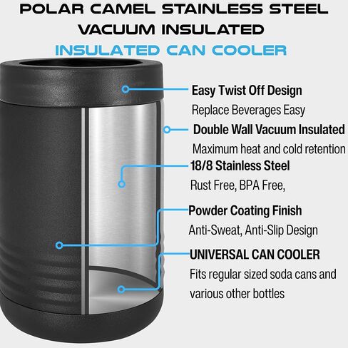 Personalized Custom Monogrammed 12 oz and 16 oz Universal Can and Bottle Vacuum Insulated Powder Coated Can Cooler Keeps Beverage Cold for Hours Available in Various Colors in Saudi Arabia
