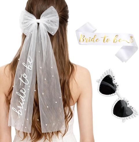 Bachelorette Outfits for Bride, Bride to Be Glasses, Bachelorette Party Accessories and Bridal Shower Decorations with Veil and Sash for Wedding Celebrations, Ideal for Bachelorette Party Decorations in Saudi Arabia