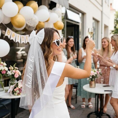 Bachelorette Outfits for Bride, Bride to Be Glasses, Bachelorette Party Accessories and Bridal Shower Decorations with Veil and Sash for Wedding Celebrations, Ideal for Bachelorette Party Decorations in Saudi Arabia
