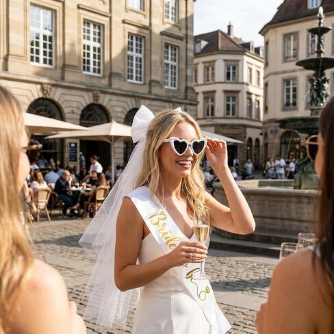 Bachelorette Outfits for Bride, Bride to Be Glasses, Bachelorette Party Accessories and Bridal Shower Decorations with Veil and Sash for Wedding Celebrations, Ideal for Bachelorette Party Decorations in Saudi Arabia