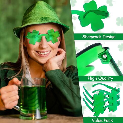 LINAYE 40 PCS St Patricks Day Glasses Bulk, Green Shamrock Glasses Bulk, St Patricks Day Sunglasses, St. Patrick’s Day Accessories Decorations Party Favors Supplies in Kuwait