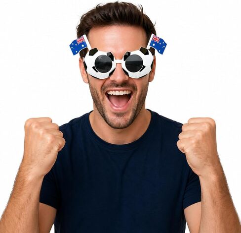 Soccer Fan Glasses, Novelty Football Cheering Glasses with Soccer Ball Frame, Game Day Party Eyewear for Watch Parties, Fan Events, Stadium Cheers, Photo Booth Props in Kuwait
