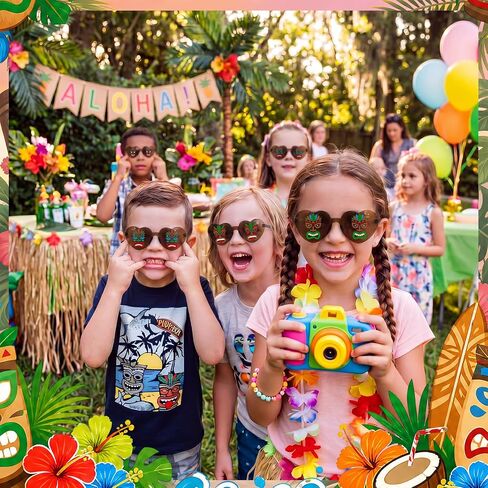 12 زوجًا من النظارات الشمسية تيكي على شكل قلب من كونوهان، نظارات زينة حفلات Luau لمستلزمات حفلات هاواي القبلية تيكي بار in Kuwait