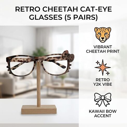 5PCS Cheetah Print Kawaii Glasses, Y2K Retro Sunglasses for Cosplay Events and Daily Fashion, Anime Inspired Accessories with Leopard Print Design for Teen Girls and Young Women in Saudi Arabia