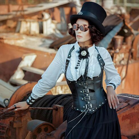 6 Pcs Steampunk Goggles, Adjustable Strap Victorian Style Costume Glasses, Cyber Punk Eyewear with Vintage Round Lens, Halloween Cosplay Party Accessories in Saudi Arabia