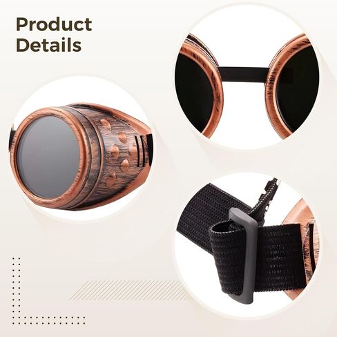 6 Pcs Steampunk Goggles, Adjustable Strap Victorian Style Costume Glasses, Cyber Punk Eyewear with Vintage Round Lens, Halloween Cosplay Party Accessories in Saudi Arabia