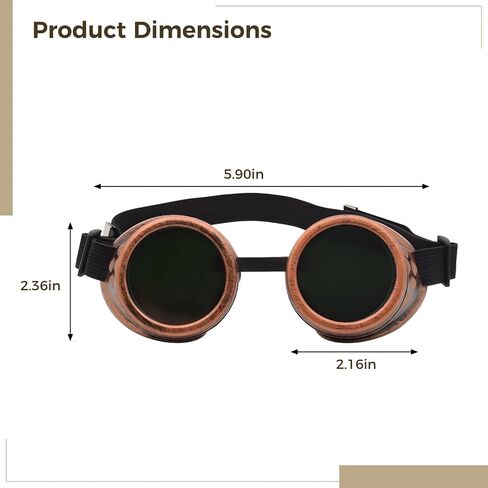 6 Pcs Steampunk Goggles, Adjustable Strap Victorian Style Costume Glasses, Cyber Punk Eyewear with Vintage Round Lens, Halloween Cosplay Party Accessories in Saudi Arabia