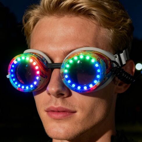 Pixel Goggles Programmable Rechargeable Light Up Funky Glasses Glow Flashing Glasses Steampunk Goggle in Saudi Arabia