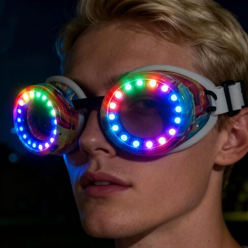 Pixel Goggles Programmable Rechargeable Light Up Funky Glasses Glow Flashing Glasses Steampunk Goggle in Saudi Arabia