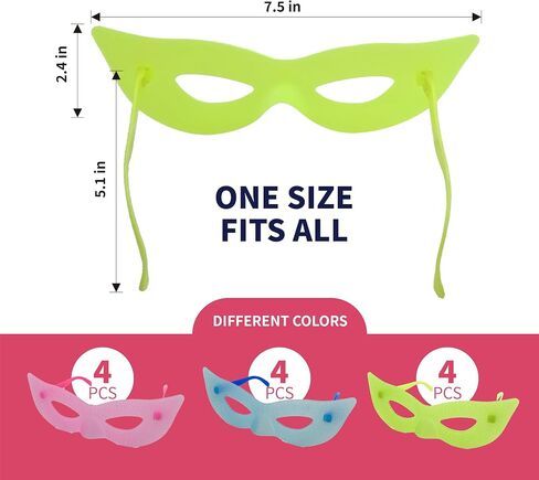 12 Pack UV Black Light Reactive Neon Masquerade Masks, Fluorescent Half Face Costume Mask, One Size Glow Party Favors for Halloween Mardi Gras Rave Birthday Night Club Carnival Supplies in Saudi Arabia