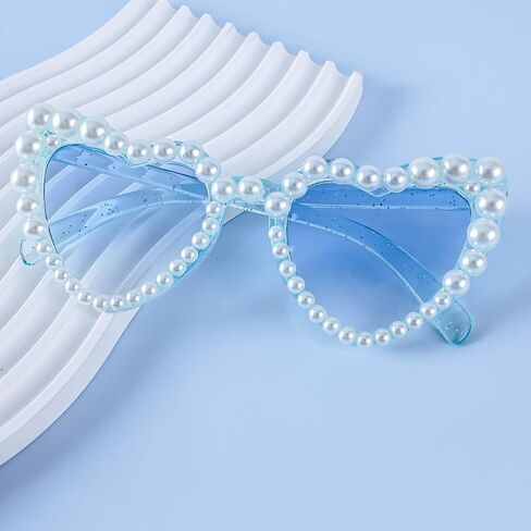 1Pc Heart Pearl Y2K Vintage Sunglasses, Women’s Heart Shaped Glasses for Birthday Party, Music Festival and Daily Photo Props in Kuwait