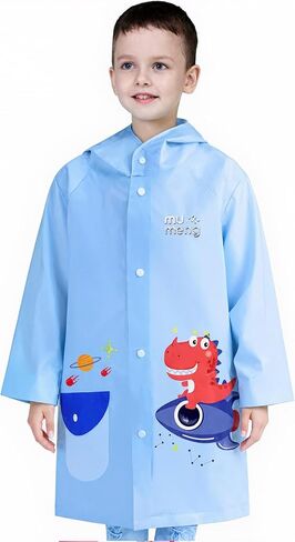 Boys Girls Raincoat Kids Rain Jacket Cartoon Poncho Waterproof Rainwear Slicker 2-12 Years in Kuwait