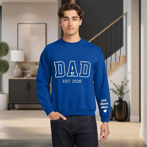Personalized Embroidered Dad Hoodie with Kid Names, Custom Men Gifts for Father's Day, Christmas, Birthday from Husband, Daughter, Son, Customizable Grandpa, Daddy, Dad Sweatshirt in Saudi Arabia