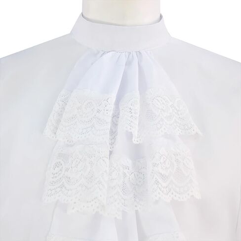Mens Pirate Shirt Medieval Vintage Ruffled Lace Shirt 18th-Century Regal Renaissance Victorian White Blouse in Saudi Arabia