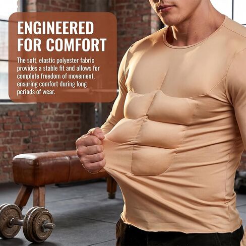 Adult Muscle Suit Costumes, Fake Muscles, Realistic Men Muscle Shirt Halloween Costume Accessory, Fake Muscle Suit, Funny bodybuilder Costume for Halloween Dress Up Party, Costumes Events, Cosplay in Kuwait