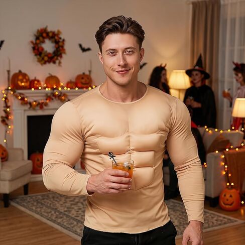 Adult Muscle Suit Costumes, Fake Muscles, Realistic Men Muscle Shirt Halloween Costume Accessory, Fake Muscle Suit, Funny bodybuilder Costume for Halloween Dress Up Party, Costumes Events, Cosplay in Kuwait