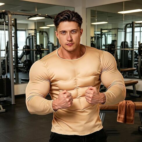 Adult Muscle Suit Costumes, Fake Muscles, Realistic Men Muscle Shirt Halloween Costume Accessory, Fake Muscle Suit, Funny bodybuilder Costume for Halloween Dress Up Party, Costumes Events, Cosplay in Kuwait