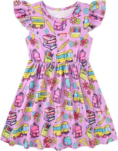 RAISEVERN Back to School Dresses for Girls Sleeveless Ruffle Sundress Outfits 4-8 Years in Kuwait