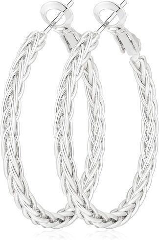 3MM Wide Silver Hoop Earrings for Women Hypoallergenic 925 Sterling Silver Post Hoop Earrings Lightweight Large Big Twisted Silver Hoop Earrings for Everyday Wear 30MM/40MM/50MM in Saudi Arabia