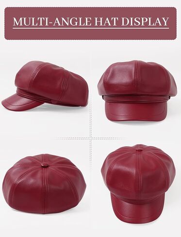 FEOYA Women Leather Newsboy Hat Casual Fashion Beret Hats Cabbie Cap with Adjustable Strap in Kuwait