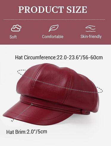 FEOYA Women Leather Newsboy Hat Casual Fashion Beret Hats Cabbie Cap with Adjustable Strap in Kuwait