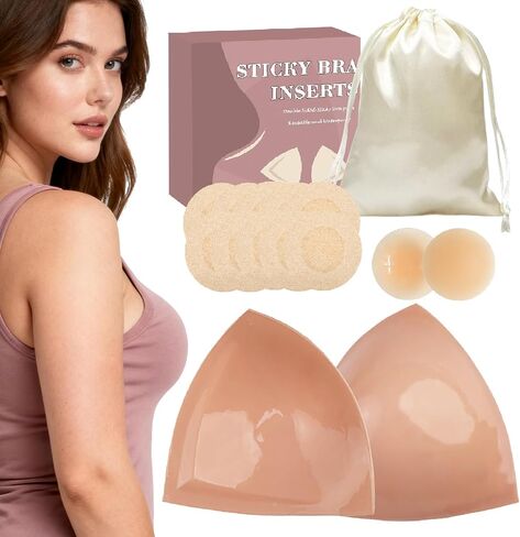 Double-Sided Sticky Bra Pad Inserts, Lightly Padded & Reusable Adhesive Push Up Pads for Bikini and Swimsuit in Saudi Arabia