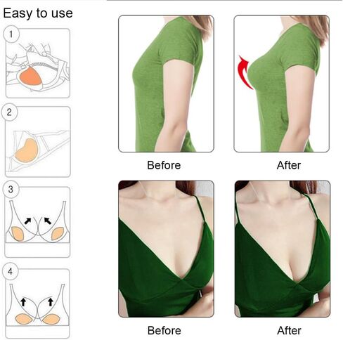 2 Pairs Removable Bra Pads Breast Inserts Self-Adhesive Silicone Bra Inserts Breast Pads Invisible Padded Bra Cups Insert Bikini Push Up Sticky Bra Cups Sports Cups for Swimsuit Bikini Top in Saudi Arabia