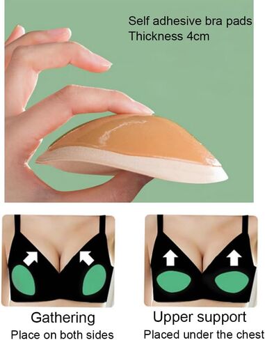 2 Pairs Removable Bra Pads Breast Inserts Self-Adhesive Silicone Bra Inserts Breast Pads Invisible Padded Bra Cups Insert Bikini Push Up Sticky Bra Cups Sports Cups for Swimsuit Bikini Top in Saudi Arabia