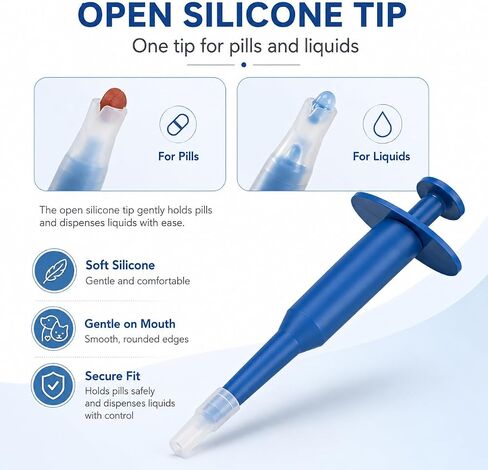 Pet Pill Shooter for Cats and Dogs – Soft Silicone Tip Pill Dispenser Gun, Manual Push Medicine Feeder for Tablets & Liquid, One-Hand Operation Oral Syringe, Stress-Free Pet Pill Administration Tool in Saudi Arabia
