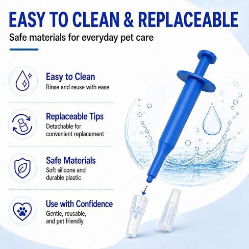 Pet Pill Shooter for Cats and Dogs – Soft Silicone Tip Pill Dispenser Gun, Manual Push Medicine Feeder for Tablets & Liquid, One-Hand Operation Oral Syringe, Stress-Free Pet Pill Administration Tool in Saudi Arabia