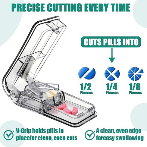 Pill Cutter for Small Large Pills, Pill Splitter with Easy-Cut Stainless Steel Blade, Tablets Cutter for Safely Cut Pills of Various Sizes in Saudi Arabia