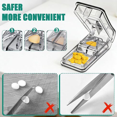 Pill Cutter for Small Large Pills, Pill Splitter with Easy-Cut Stainless Steel Blade, Tablets Cutter for Safely Cut Pills of Various Sizes in Saudi Arabia