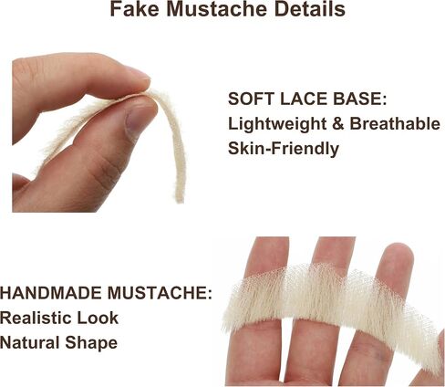 Blonde Fake Mustache for Men, Realistic Lace Mustache, Lightweight Natural Look Costume Mustache for Cosplay, Halloween, Stage & Party in Saudi Arabia