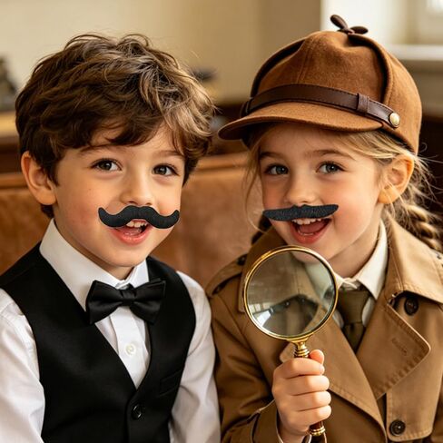 48 Pcs Self Adhesive Fake Mustaches,Hairy Fake Facial Hair,Novelty False Mustache for Birthday,Halloween,Party Supplies,Masquerade,Black in Saudi Arabia
