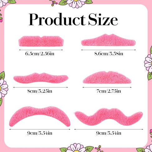 24Pcs Pink Fake Mustaches, Self Adhesive Hot Pink Party Mustaches for Beard Costume Accessory, Novelty Moustaches for Funny Stick on Beard Stickers Costume Accessories Party Supplies in Kuwait