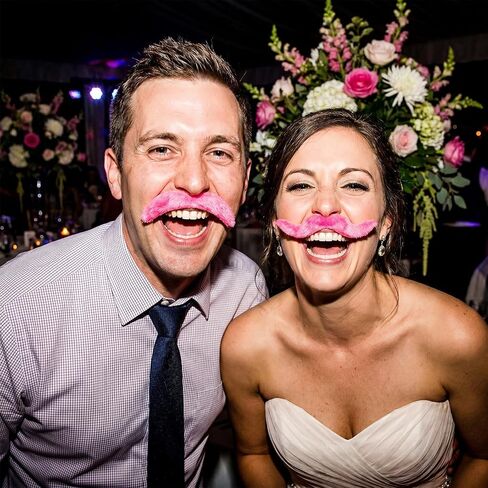 24Pcs Pink Fake Mustaches, Self Adhesive Hot Pink Party Mustaches for Beard Costume Accessory, Novelty Moustaches for Funny Stick on Beard Stickers Costume Accessories Party Supplies in Kuwait