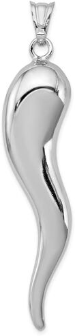 Sonia Jewels 925 Sterling Silver Men's Cornicello Italian Horn Protection Pendant Charm - 67mm x 14mm in Kuwait