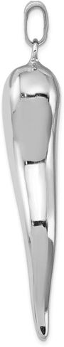Sonia Jewels 925 Sterling Silver Men's Cornicello Italian Horn Protection Pendant Charm - 67mm x 14mm in Kuwait