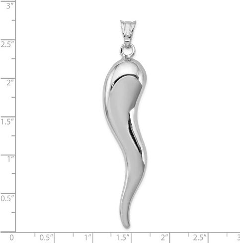 Sonia Jewels 925 Sterling Silver Men's Cornicello Italian Horn Protection Pendant Charm - 67mm x 14mm in Kuwait