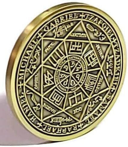 Seal of the Seven Archangels Coin - King Solomon Talisman, 72 Names of God | Solid brass double-sided archangel seal medallion, Kabbalah talisman with 72 Names of God, Seal of Solomon protection amulet in Saudi Arabia
