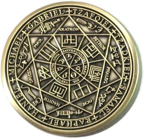 Seal of the Seven Archangels Coin - King Solomon Talisman, 72 Names of God | Solid brass double-sided archangel seal medallion, Kabbalah talisman with 72 Names of God, Seal of Solomon protection amulet in Saudi Arabia