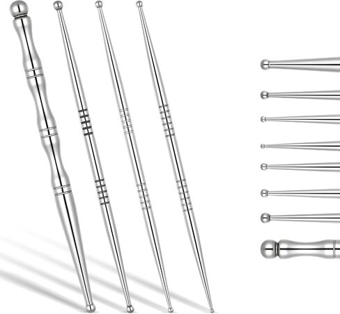 4 Pieces Facial Reflexology Massage Tool Stainless Steel Manual Pen Dual Head Facial Reflexology Tools Portable Massage Tool for Deep Tissue Face Body Muscle Relax in Kuwait