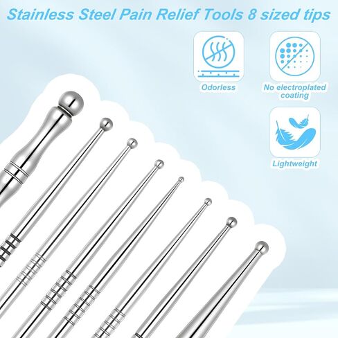 4 Pieces Facial Reflexology Massage Tool Stainless Steel Manual Pen Dual Head Facial Reflexology Tools Portable Massage Tool for Deep Tissue Face Body Muscle Relax in Kuwait